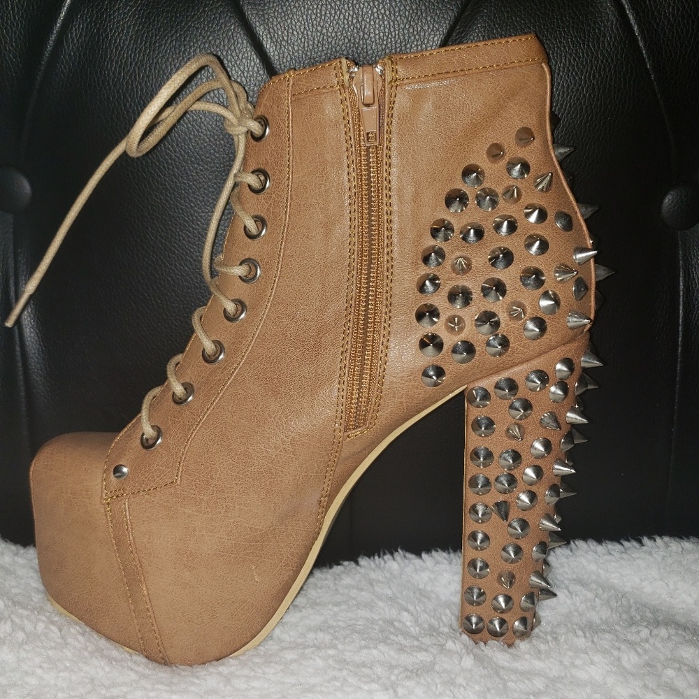 Lace up Platform Booties W/Spiked Heel